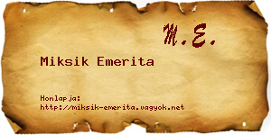 Miksik Emerita névjegykártya